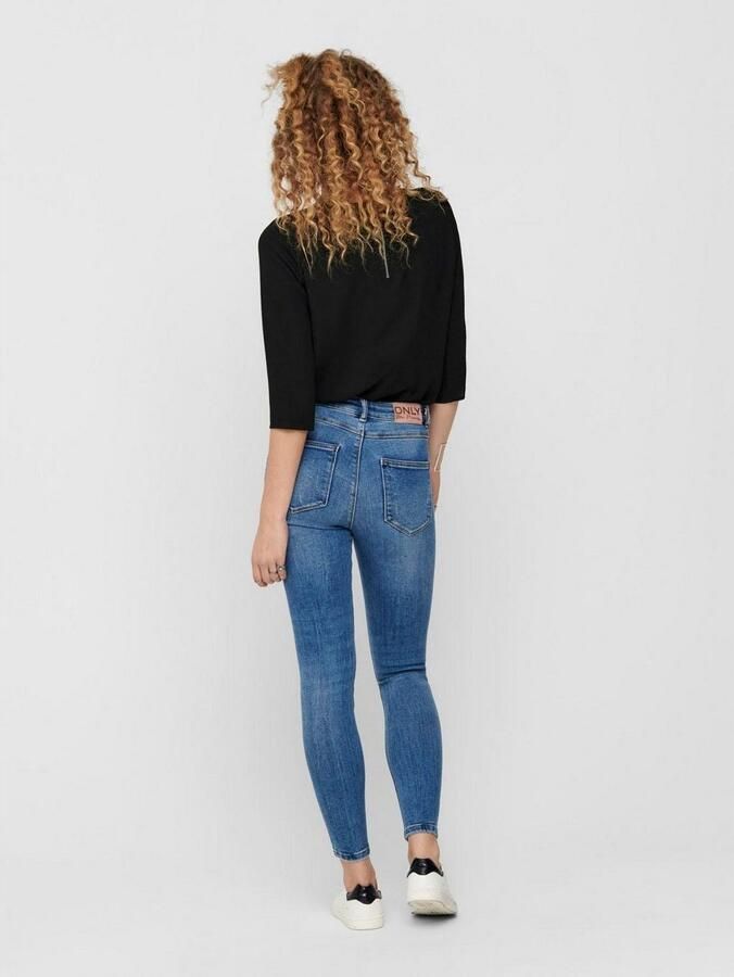 Only Blauwe effen damesjeans met rits- en knoopsluiting Blue Dames - Foto 2