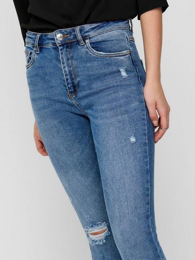 Only Blauwe effen damesjeans met rits- en knoopsluiting Blue Dames - Foto 3