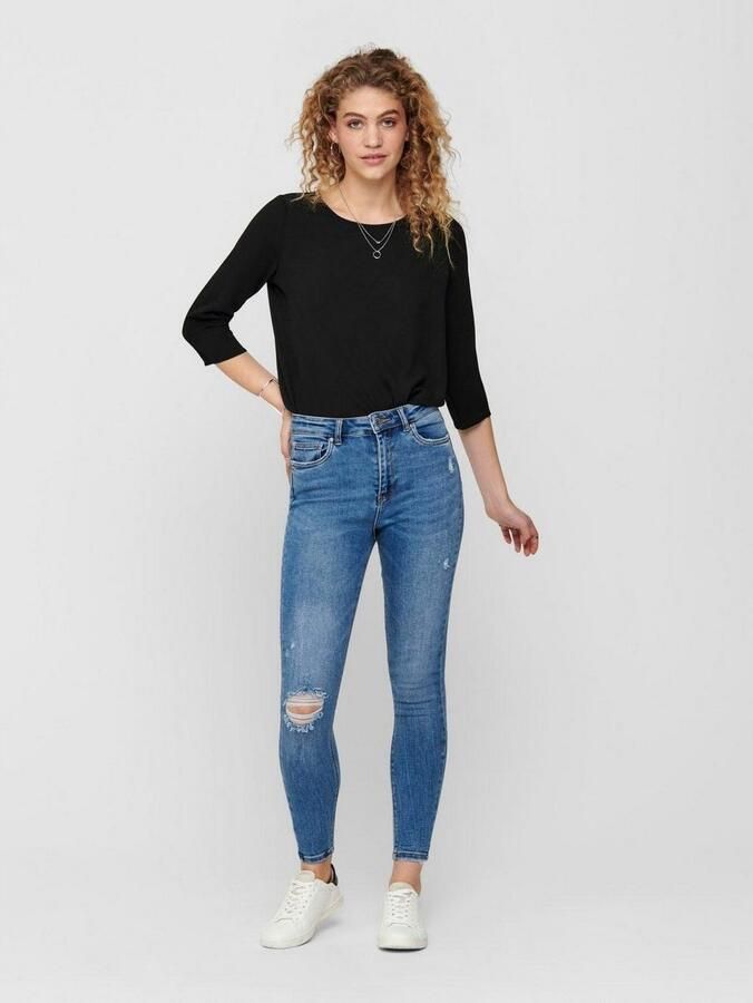 Only Blauwe effen damesjeans met rits- en knoopsluiting Blue Dames - Foto 4
