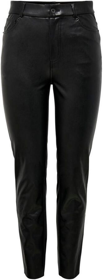 Only emily zwarte high waist straight fit leerlook ankle broek valt kleiner - Foto 9