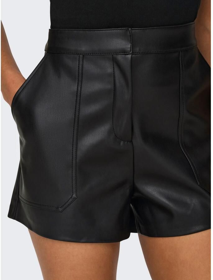 Only Regular fit korte broek van imitatieleer met opgestikte zakken model 'TRICIA' - Foto 3