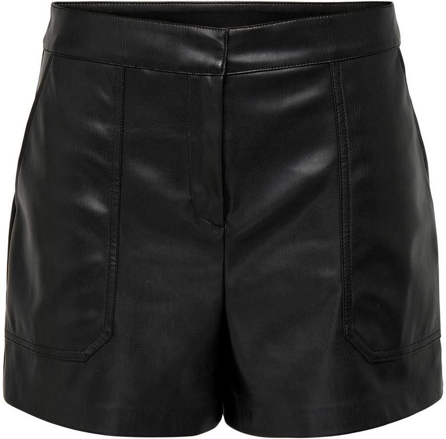 Only Regular fit korte broek van imitatieleer met opgestikte zakken model 'TRICIA'
