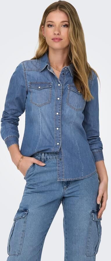 Only Denim Blouse met Lange Mouwen Alexa Stijl Blue Dames - Foto 7