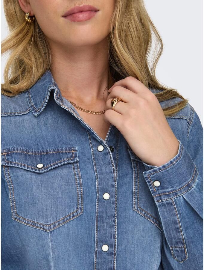 Only Denim Blouse met Lange Mouwen Alexa Stijl Blue Dames - Foto 2