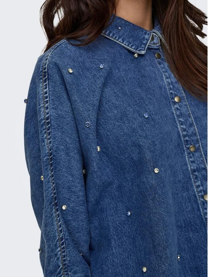 Only Denim Overhemd Klassiek Design met Moderne Details Blue Dames