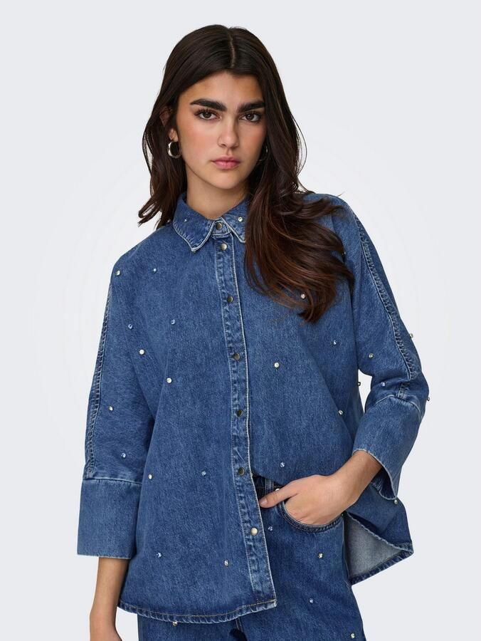 Only Denim Overhemd Klassiek Design met Moderne Details Blue Dames - Foto 3