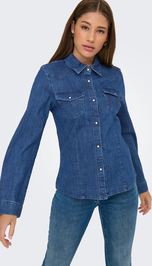 Only Jeans blouse ONLSASIA L S RHINESTONE DNM SHIRT AKM - Foto 6