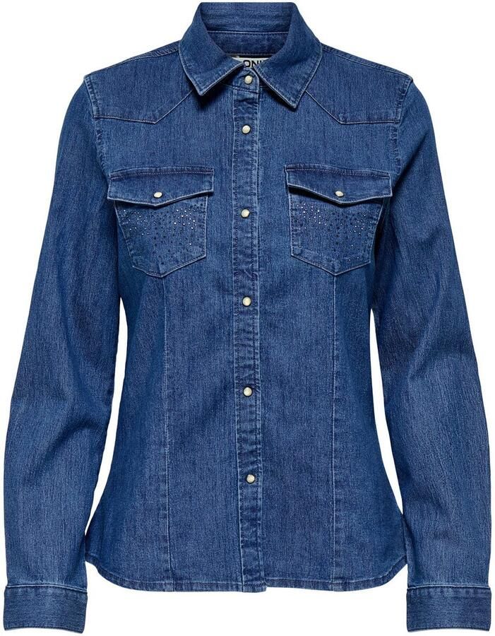 Only Jeans blouse ONLSASIA L S RHINESTONE DNM SHIRT AKM