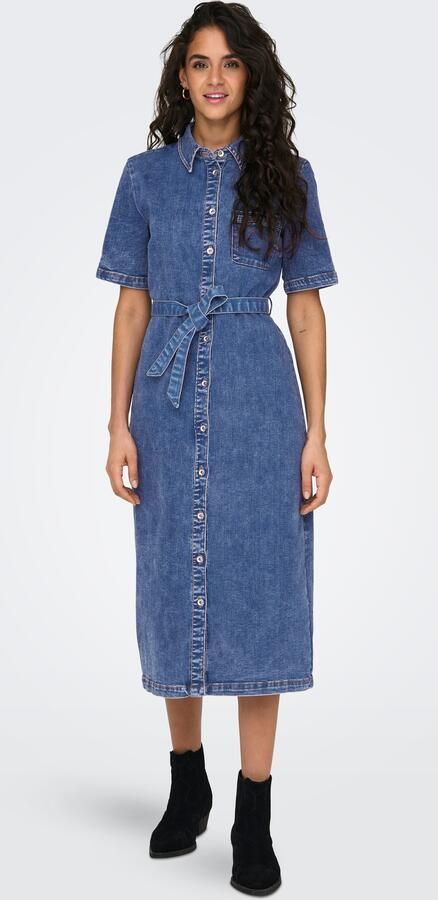 ONLY spijker blousejurk ONLLANA met ceintuur medium blue denim - Foto 7
