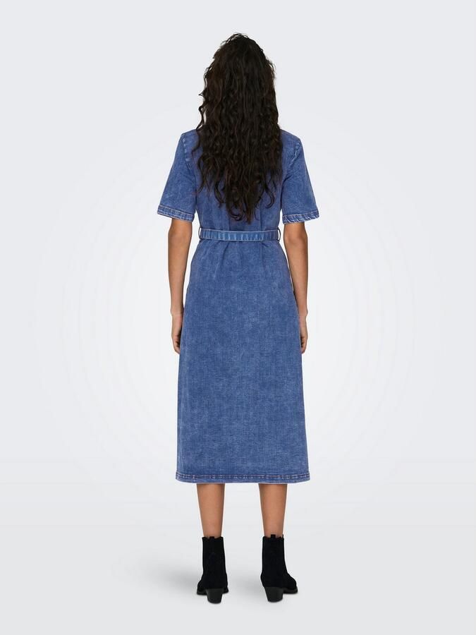 ONLY spijker blousejurk ONLLANA met ceintuur medium blue denim - Foto 4