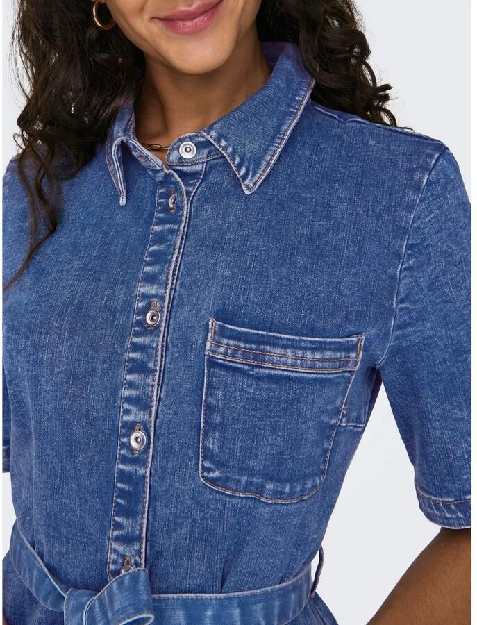 ONLY spijker blousejurk ONLLANA met ceintuur medium blue denim