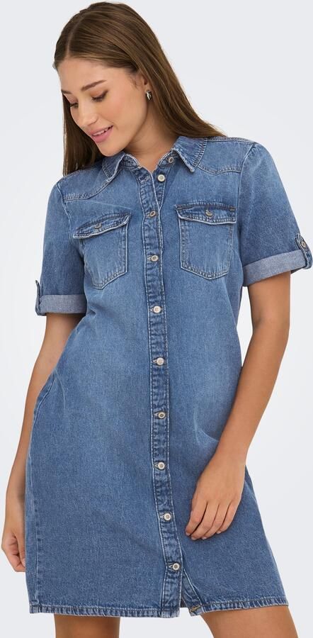 Only Jeans jurk ONLLISA – Denimjurk met knoopsluiting en borstzakken modieus denim regular fit katoenmix overhemdkraag - Foto 6