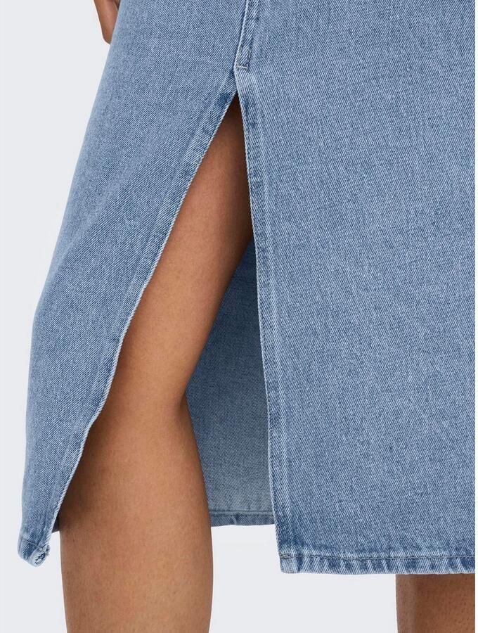 Only Lichtblauwe Denim Midi Rok met Split Blue Dames - Foto 2