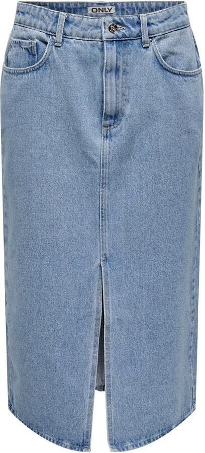 Only Lichtblauwe Denim Midi Rok met Split Blue Dames - Foto 6