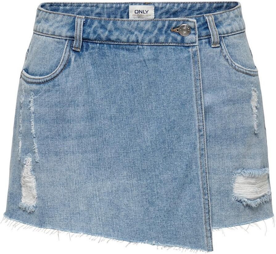 Only Jeans rok ONLTEXAS – Destroyed effect voor trendy broekrokstijl figuuraccentuerend denim jeans katoen destroyed effect effen - Foto 3