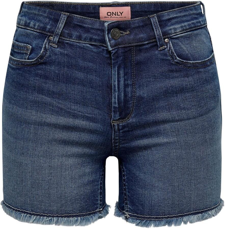 Only Jeansshort ONLBLUSH – Jeansshorts met gerafelde zoom Schuureffecten modieus skinny fit ronde hals regular fit - Foto 3