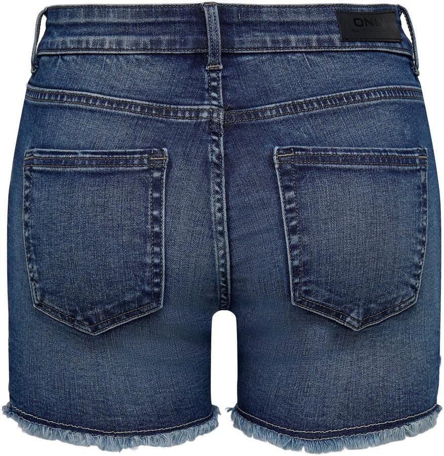 Only Jeansshort ONLBLUSH – Jeansshorts met gerafelde zoom Schuureffecten modieus skinny fit ronde hals regular fit - Foto 3