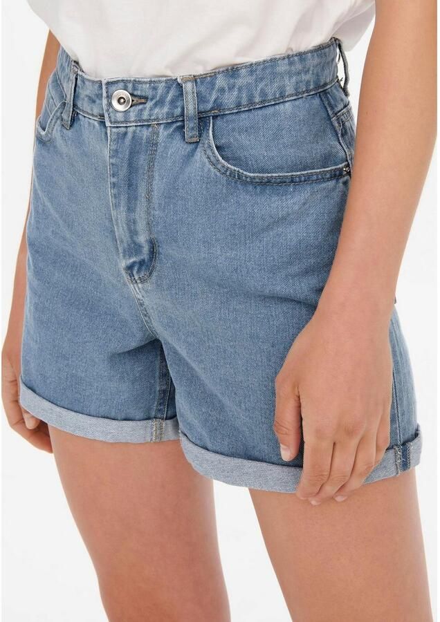 Only Jeansshort ONLVEGA – Jeansshorts met hoge band en omslag regular fit modisch denim katoen steekzakken - Foto 3