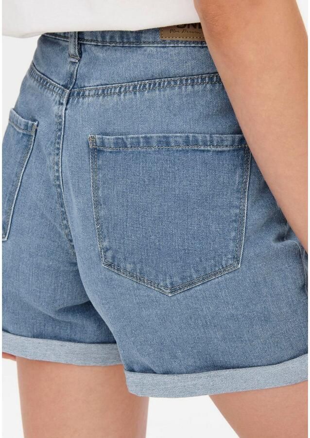 Only Jeansshort ONLVEGA – Jeansshorts met hoge band en omslag regular fit modisch denim katoen steekzakken - Foto 2