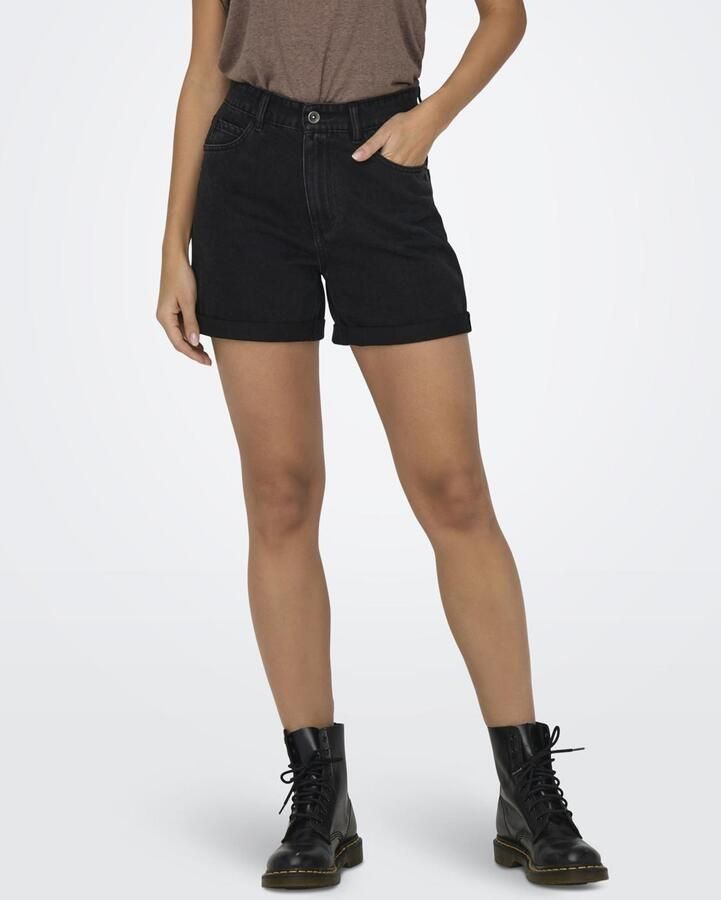 Only Jeansshort ONLVEGA – Jeansshorts met hoge band en omslag regular fit modisch denim katoen steekzakken - Foto 4