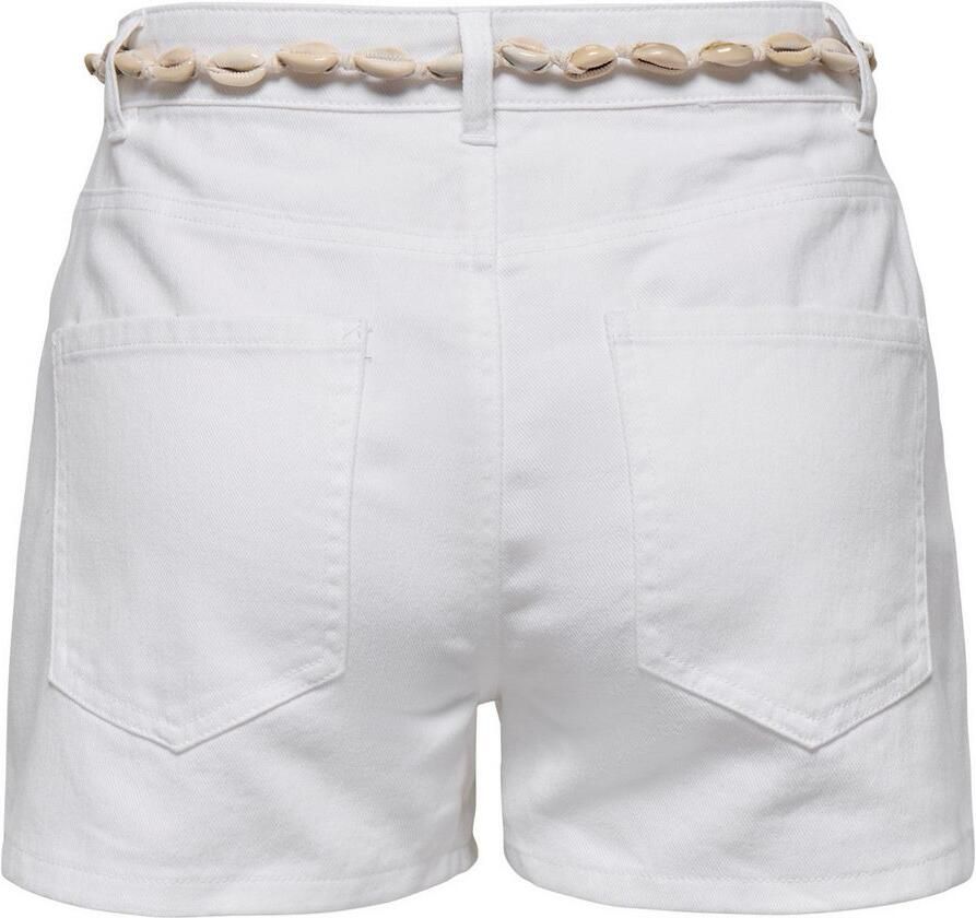 Only Jeansshort ONLZUMA HW SHELL BELT DNM SHORTS BJ met destroyed effect en rafelige zoom