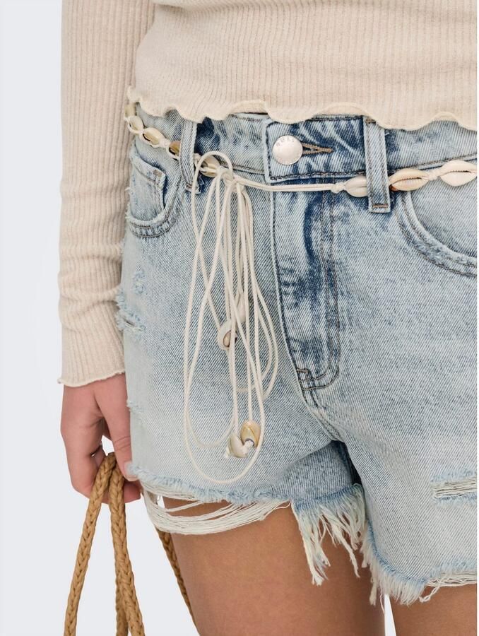 Only Jeansshort ONLZUMA HW SHELL BELT DNM SHORTS BJ met destroyed effect en rafelige zoom - Foto 4