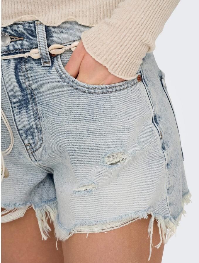 Only Jeansshort ONLZUMA HW SHELL BELT DNM SHORTS BJ met destroyed effect en rafelige zoom - Foto 3