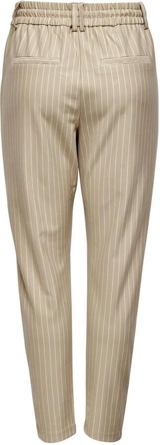 ONLY gestreepte high waist tapered fit broek ONLPOPTRASH zand - Foto 5