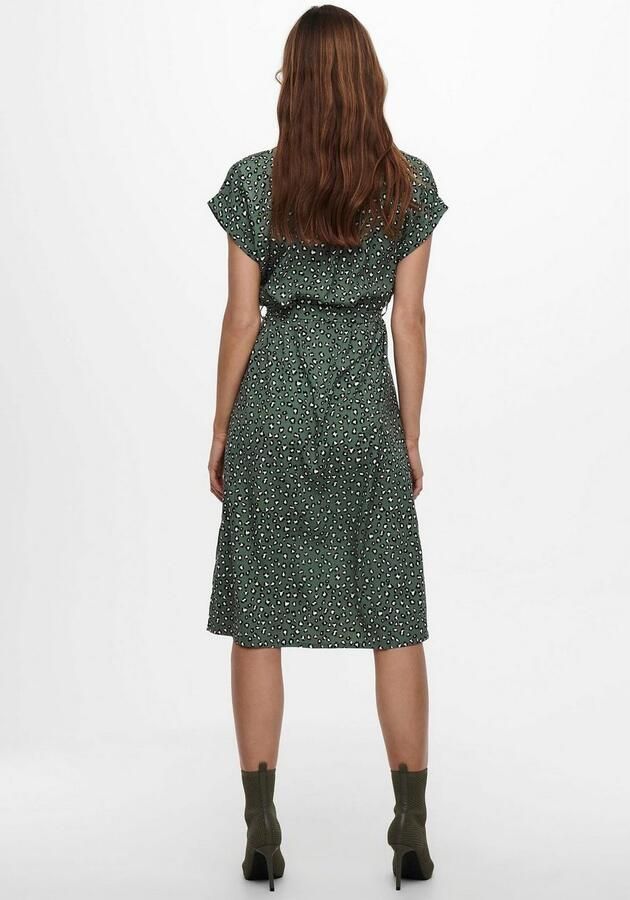 ONLY blousejurk met ceintuur ONLHANNOVER groen zwart gebroken wit - Foto 7