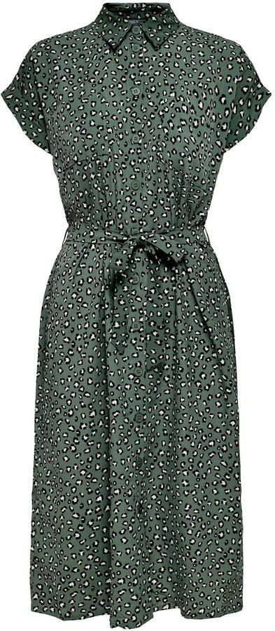 ONLY blousejurk met ceintuur ONLHANNOVER groen zwart gebroken wit - Foto 6