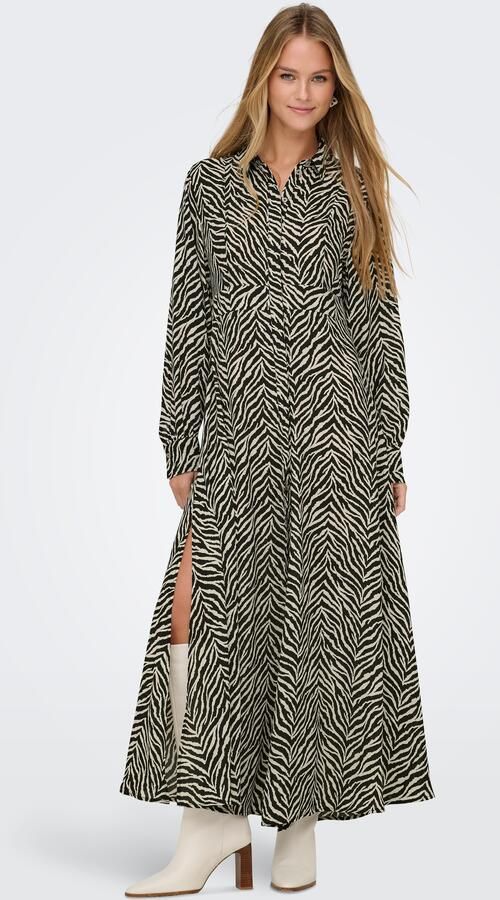 Only Jurk met overhemdkraag ONLHELEN LIFE L S V-NECK MAXI DRESS PTM - Foto 6