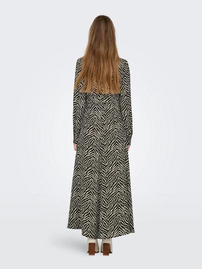 Only Jurk met overhemdkraag ONLHELEN LIFE L S V-NECK MAXI DRESS PTM - Foto 2