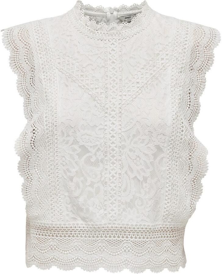 Only Kanten shirt ONLKARO – Kantentop met opstaande kraag voor elegante looks