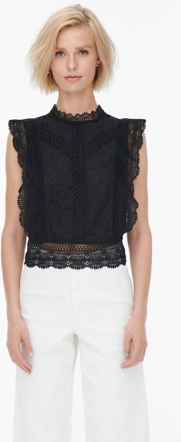 Only Kanten shirt ONLKARO – Kantentop met opstaande kraag voor elegante looks - Foto 7