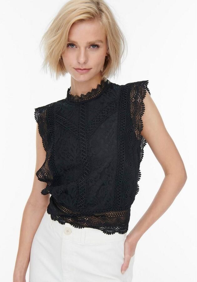 Only Kanten shirt ONLKARO – Kantentop met opstaande kraag voor elegante looks - Foto 3