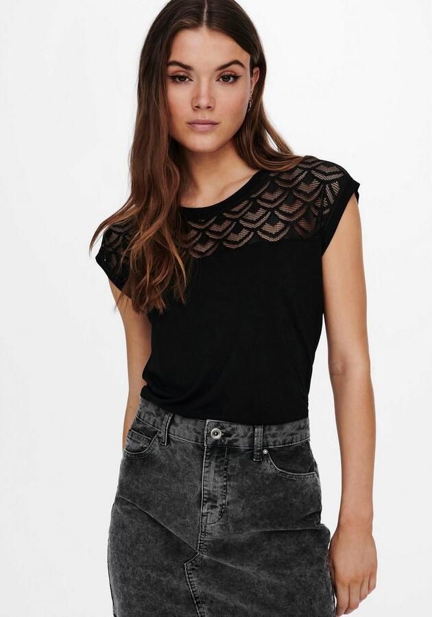 Only Kanten shirt ONLNICOLE – Kantdetails voor elegante verschijning in het dagelijks leven - Foto 4
