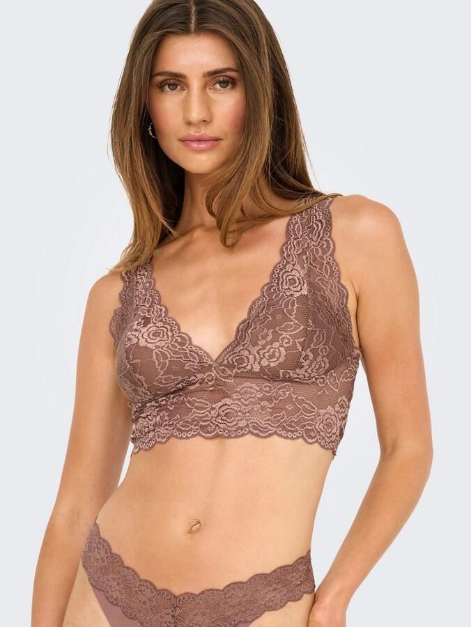 Only Kanten top ONLCHLOE – Kanten-bh met gevoerde cups en stretch regular fit vrouwelijk kant synthetische vezel v-hals - Foto 5