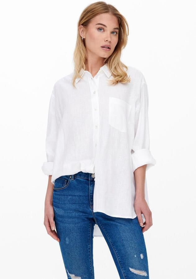 Only Linnen Tokyo Lange Mouw Blend Shirt White Dames - Foto 8