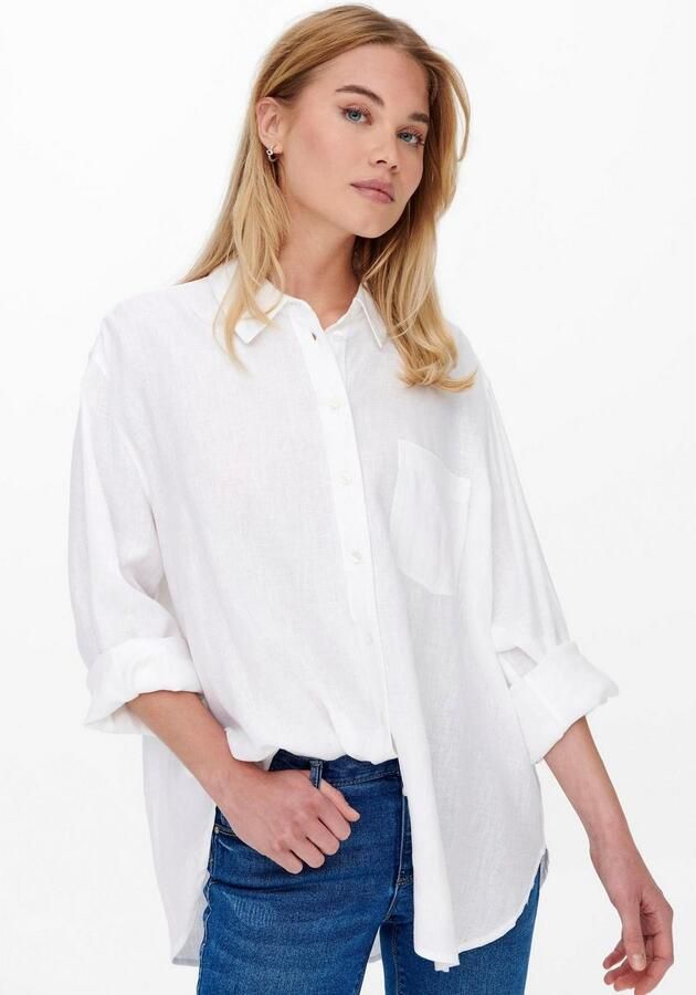 Only Linnen Tokyo Lange Mouw Blend Shirt White Dames - Foto 6