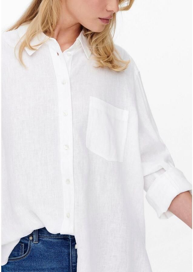 Only Linnen Tokyo Lange Mouw Blend Shirt White Dames - Foto 4