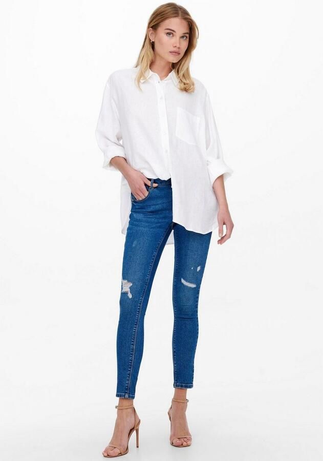 Only Linnen Tokyo Lange Mouw Blend Shirt White Dames - Foto 5