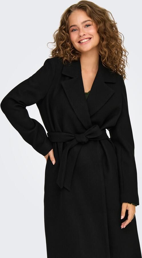 Only Getailleerde lange jas met strikceintuur en reverskraag model 'ALVILDA' - Foto 8