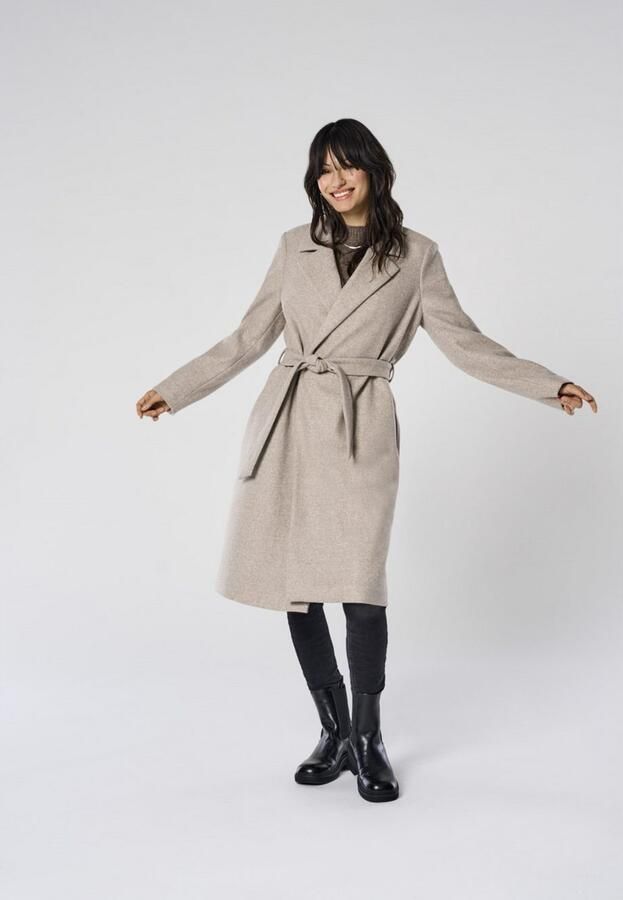 Only Getailleerde lange jas met strikceintuur en reverskraag model 'ALVILDA' - Foto 7