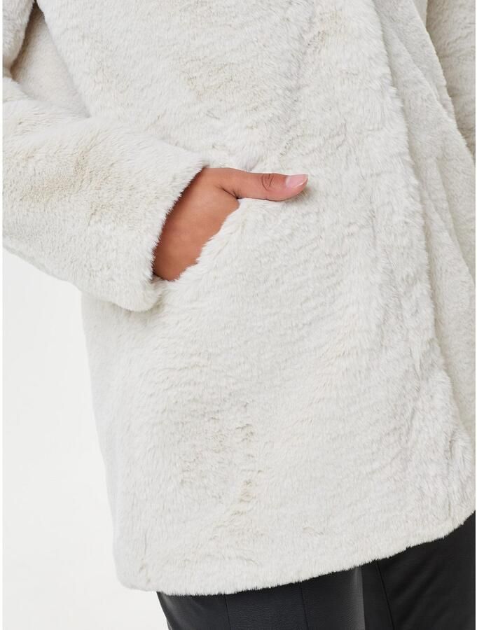 Only Regular fit lange jas van imitatiebont met opstaande kraag model 'VIDA'