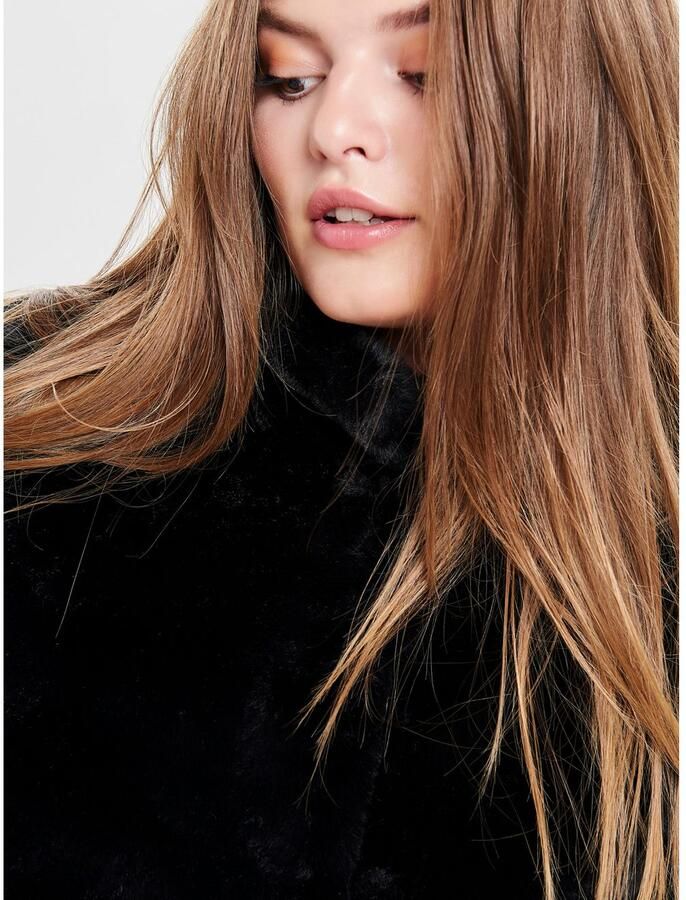 Only Regular fit lange jas in de look van imitatiebont model 'VIDA'