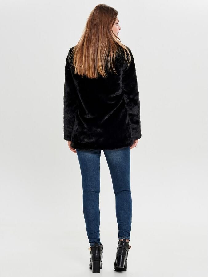 Only Regular fit lange jas in de look van imitatiebont model 'VIDA' - Foto 3