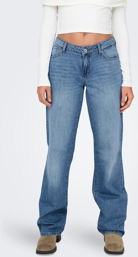 Only Low Rise-jeans ONLBRITNEY LOW STRAIGHT DNM AZG OS Middellichte wassing voor een gewassen en gedragen denim-look - Foto 5