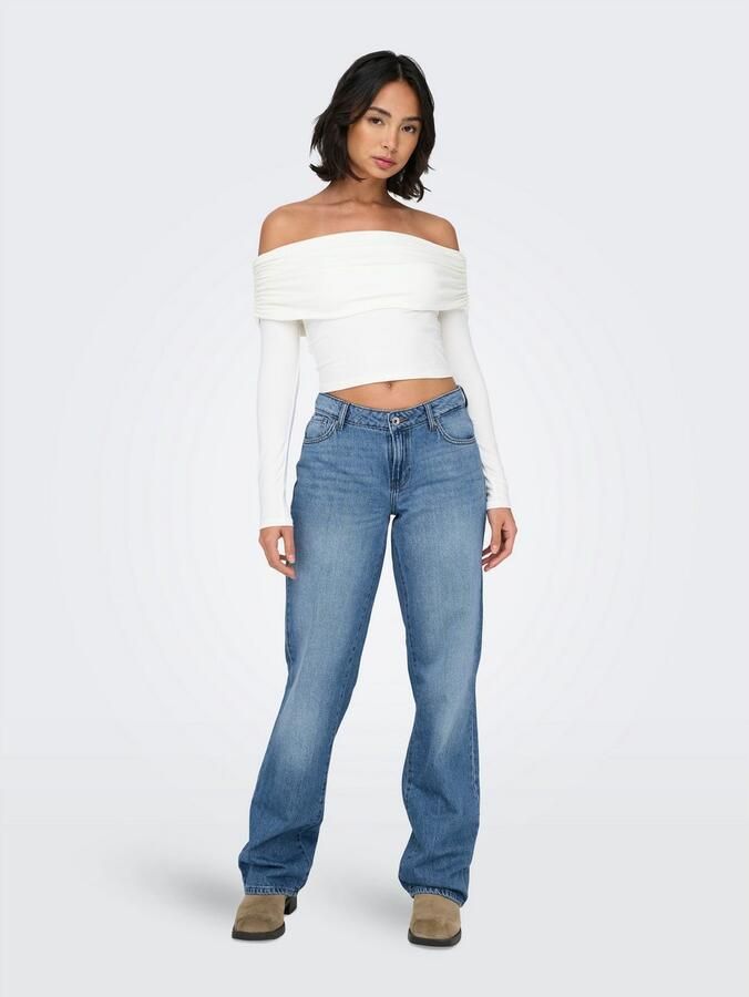 Only Low Rise-jeans ONLBRITNEY LOW STRAIGHT DNM AZG OS Middellichte wassing voor een gewassen en gedragen denim-look - Foto 2