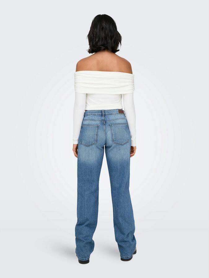 Only Low Rise-jeans ONLBRITNEY LOW STRAIGHT DNM AZG OS Middellichte wassing voor een gewassen en gedragen denim-look - Foto 3