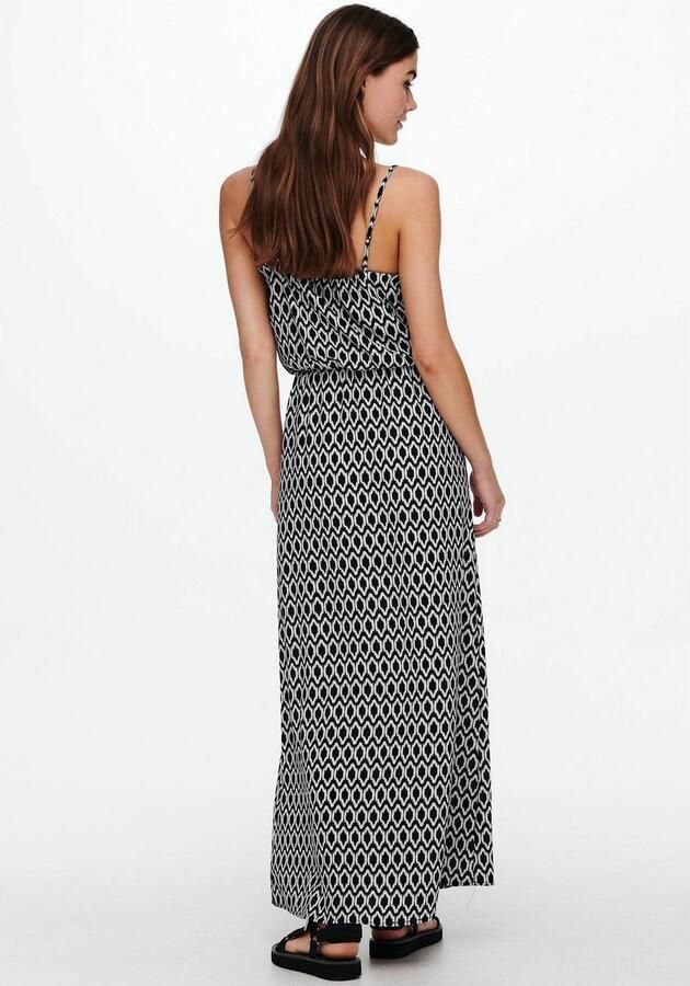ONLY maxi jurk ONLWINNER met all over print en plooien zwart wit - Foto 2